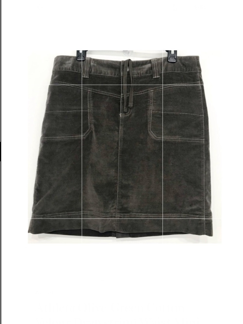 Athleta Olive Green Cotton Velour Drawstring Waist Mini Skirt